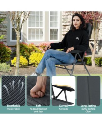4PCS Patio Folding Chairs Back Adjustable Reclining Padded Garden Furniture