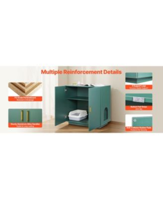 31.5" Hidden Litter Box Cabinet with Ventilated Doors - Wooden Cat Washroom End Table for Most Litter Boxes