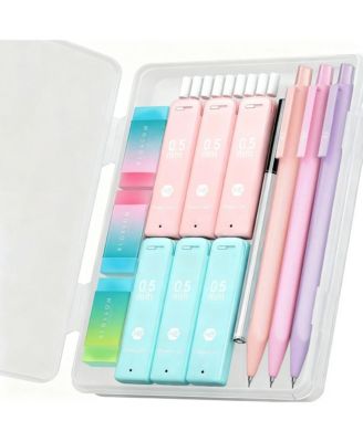 0.5mm Mechanical Pencil Set, 3PCS Mechanical Pencils with HB Lead Refills, Pastel Eraser Set and Eraser Refills for Writing, Art Drawing