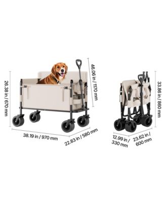 Foldable Wagon Cart, Converts to Bench, 550lb Load & 220L Heavy Duty Beach Wagon with Wheels for Groceries, Camping and Shopping