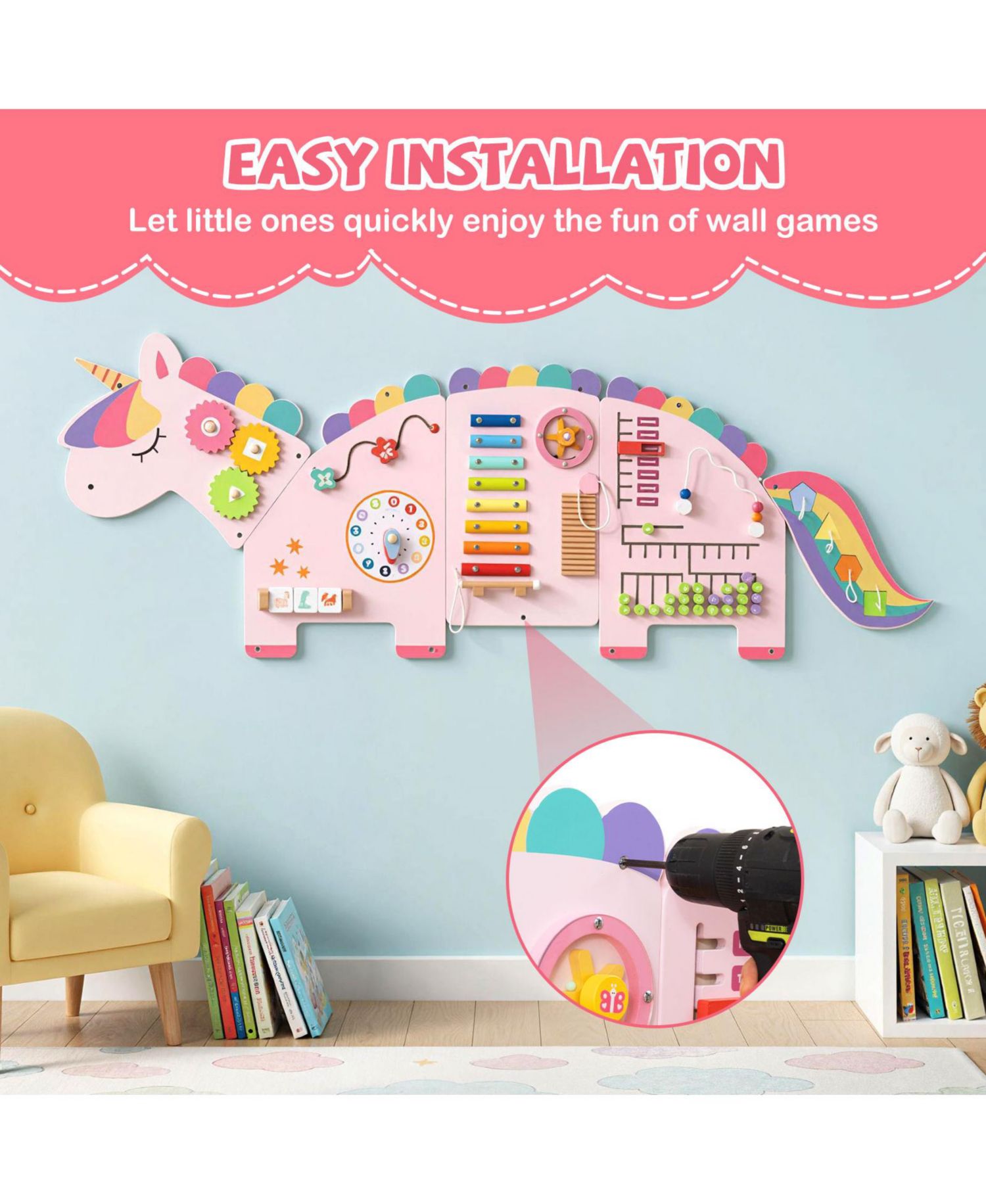 11-in-1 Montessori Wall-Mounted Busy Board