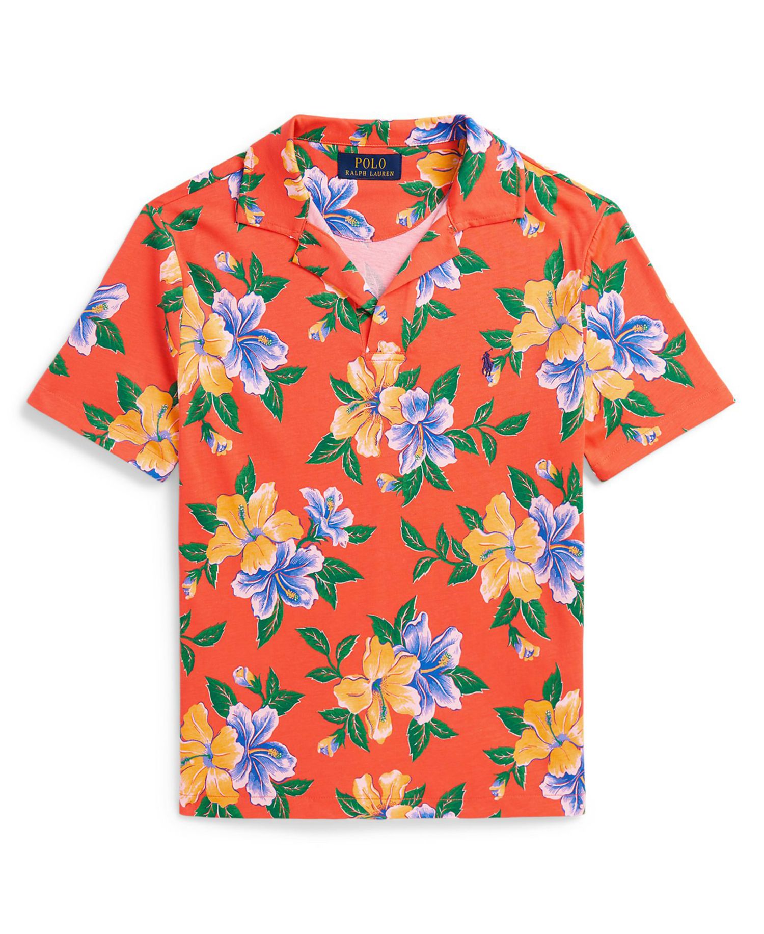 Boys' 8-20 Floral-Print Jersey Polo Shirt