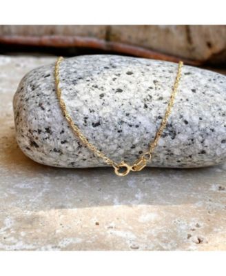 Solid 10k Gold 10 Inch 1.5mm Sparkle-Cut Singapore Chain Anklet