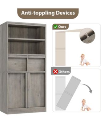 Tall Freestanding Bathroom Cabinet, 51" H, Doors & 2 Drawers, Organizer for Bathroom, Living Room, Kitchen & Pantry, Grey