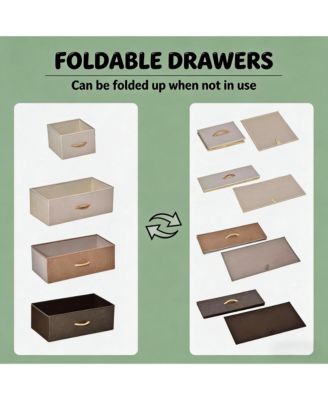 5-Drawer Dresser, Fabric Chest of Drawers, 4-Tier Storage Organizer with Foldable Drawers and Open Shelves for Bedroom and Living Room