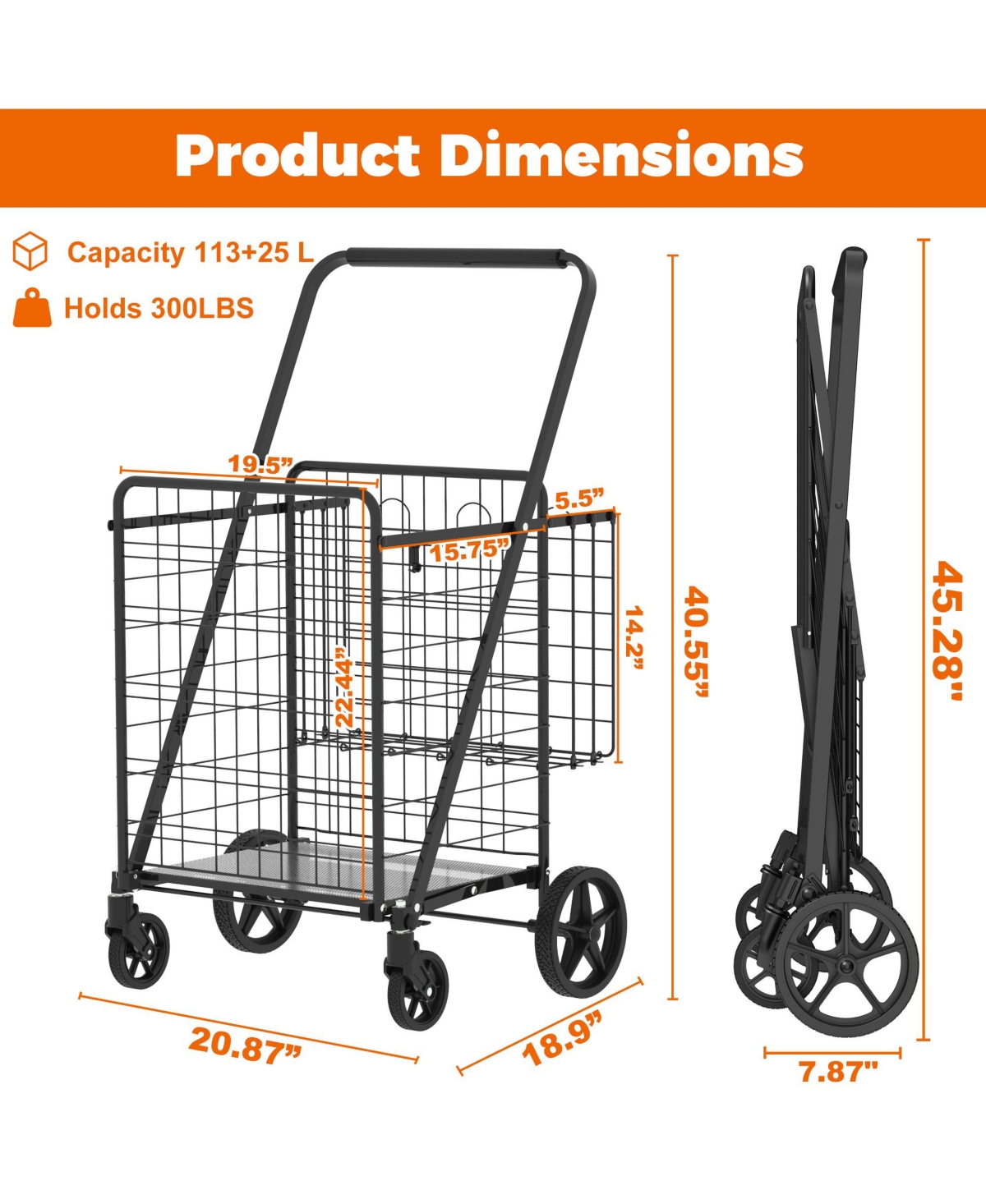 Rainsken Extra Large Shopping Cart