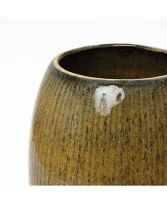 23-Inch Tall Ceramic Planter, Decorative Round Pot for Plants & Flowers