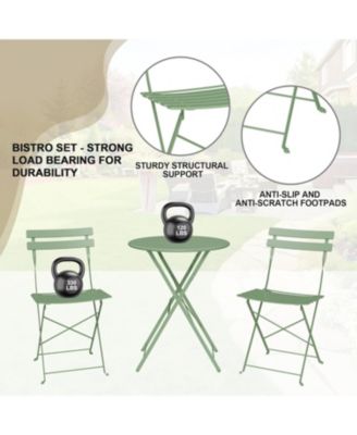 3-Piece Patio Bistro Set, Foldable Table & 2 Chairs, Outdoor/Indoor Furniture for Patio, Balcony, Porch & Poolside