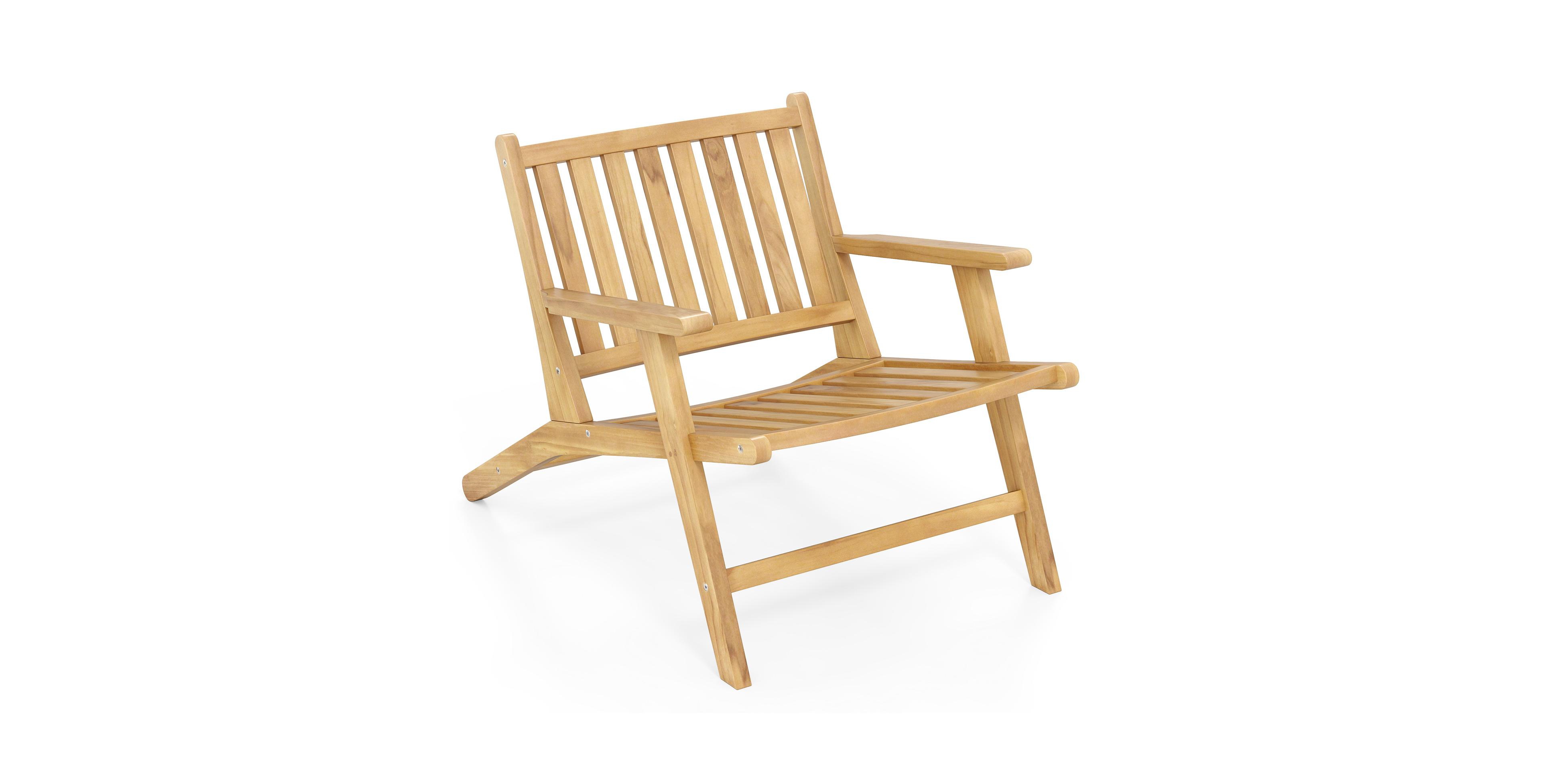 Gymax Teak Wood Outdoor Reclining Chair w/Comfortable Backrest and Armrests for Patio