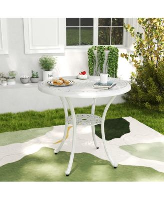 31.5" Round Cast Aluminum Patio Table for 4 with 2" Umbrella Hole