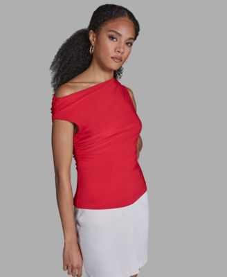 Women's Sleeveless Ruched Boat Neck Top