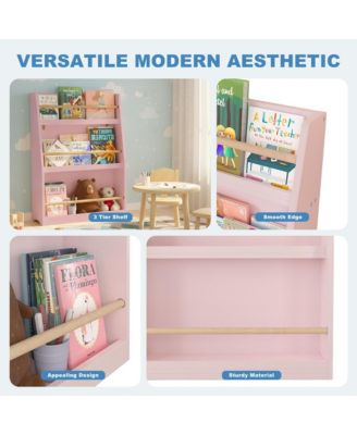 Kids Bookshelf - 3-Tier Organizer for Books and Toys, Multifunctional Book Rack Display Stand for Playroom, Nursery and Classrooms
