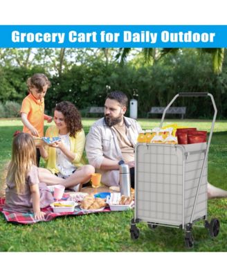 Foldable Heavy Duty Shopping Cart - Grocery Cart on Wheels with Waterproof Oxford Bag for Laundry, Garden, Camping