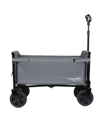Convertible Folding 4-Wheel Wagon Cart - Heavy Duty Trolley with Bench Seat and Dog Leash, 360 lbs Capacity for Camping, Shopping