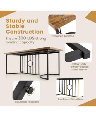 71 Inch Large Dining Table for 6-8 People Rectangular Wood Kitchen Table-Rustic