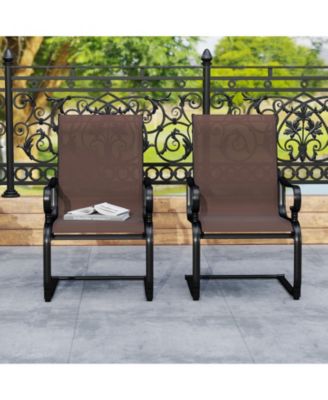 Patio Dining Chairs Set of 4 C-Spring Motion Patio Chairs w/ Metal Frame