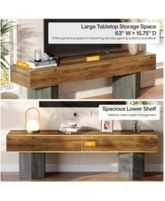 63" TV Stands for TVs up to 55''/65''/70'', Modern Low Media Entertainment Center for Living Room