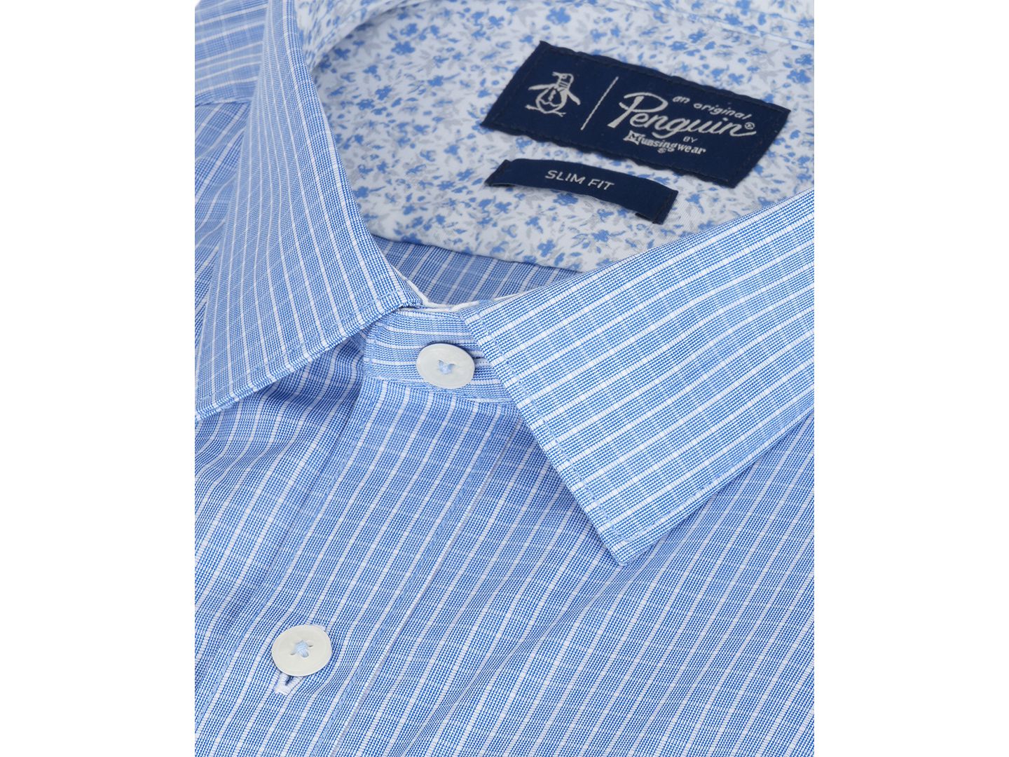 Мужская рубашка Original Penguin Slim-Fit Checks Dress Shirt, цвет: Синий — фото 2