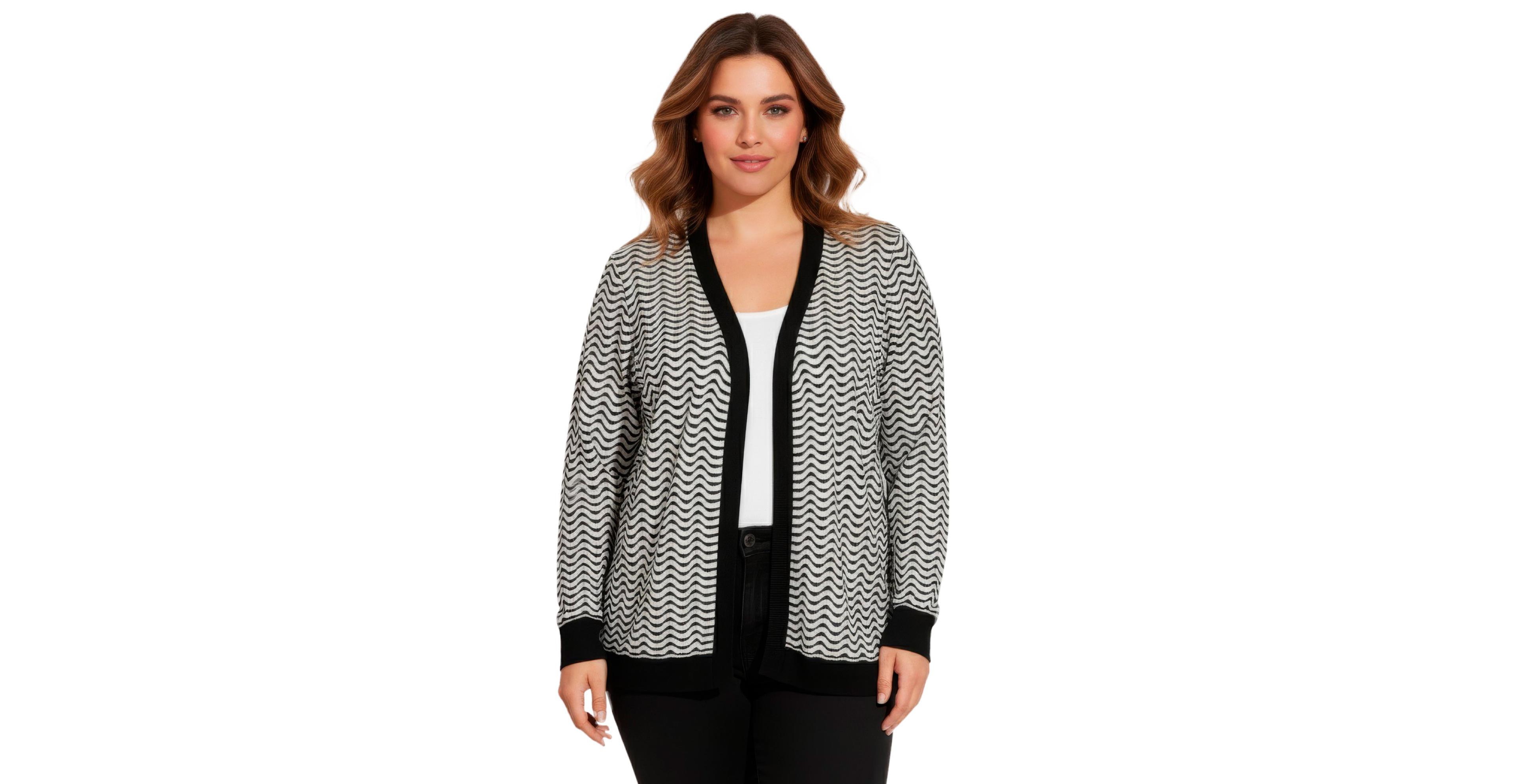 Avenue Women's Plus Poet Sleeve Open Cardigan Sweater