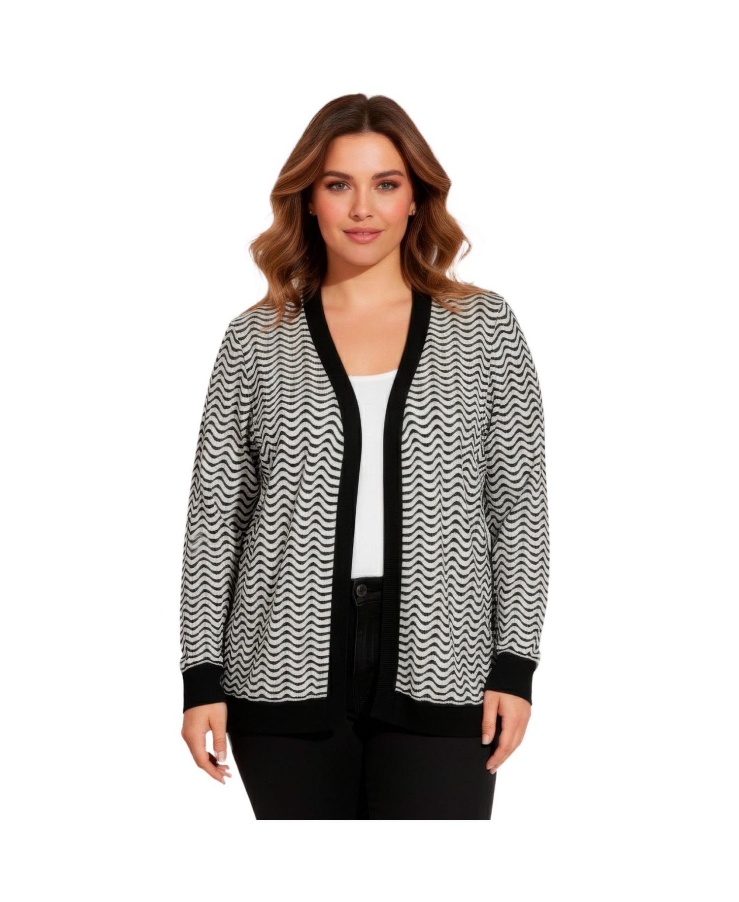 Women's Plus Size Poet Sleeve Open Cardigan Sweater