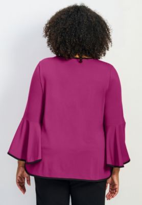 Women's Plus Size Ivana Contrast Bell Sleeve Top