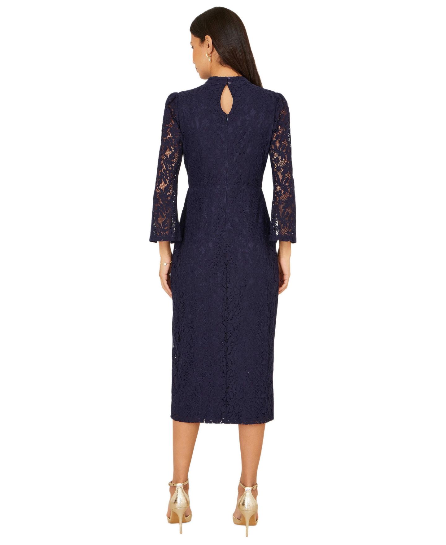 Женское платье Yumi Lace Fitted Midi, цвет: Тёмно-синий — фото 3