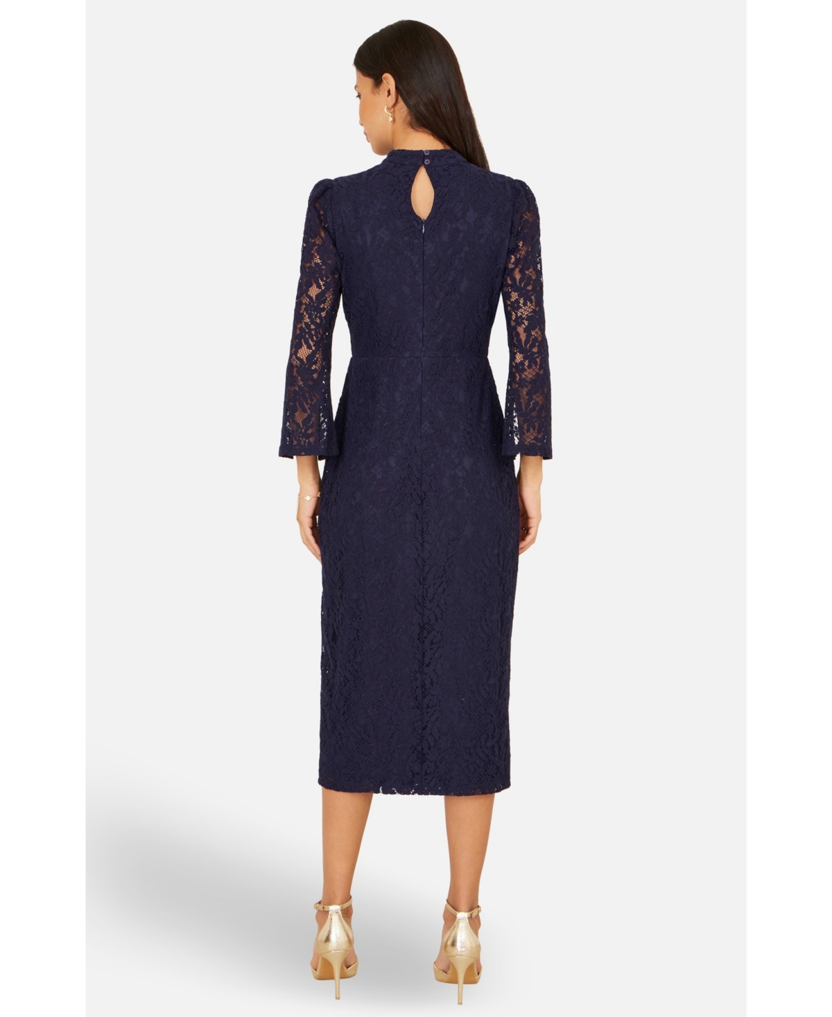 Yumi Women's Lace Fitted Midi Dress