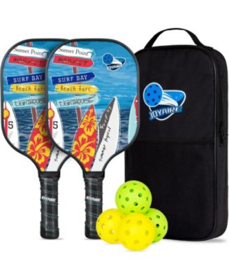 USAPA-Approved Pickleball Paddles Set of 2 with 4 Balls & Bag - 7.5oz Lightweight Carbon Fiber Honeycomb Core