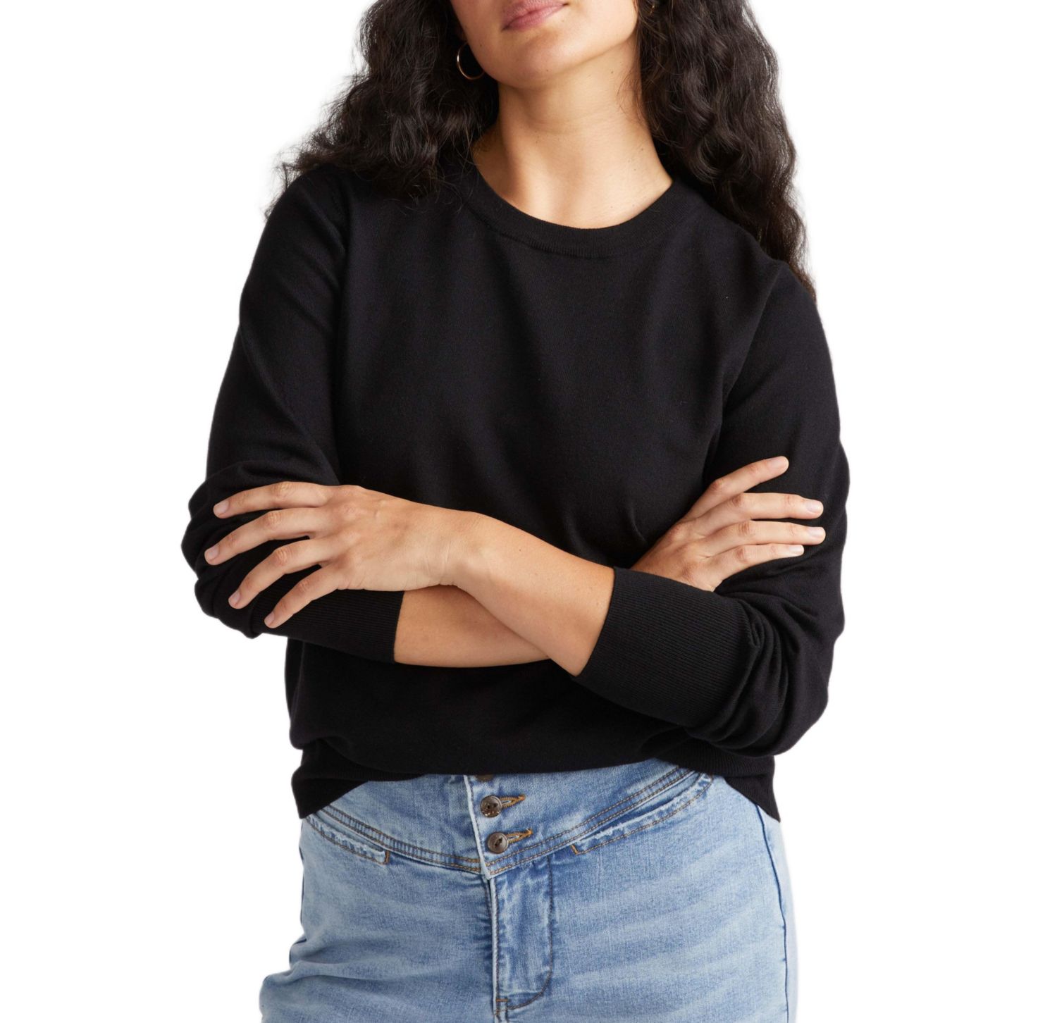 Plus Size Savvy Fine Knit Crew Sweater