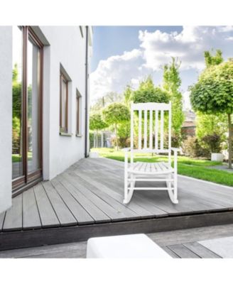 Outdoor Rocking Chair, High Back Porch Rocker, All-Weather Patio Chair for Garden, Deck, Backyard & Balcony, Ladder Back