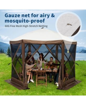 11.5x11.5 ft 6-Sided Pop-Up Gazebo Tent, Waterproof UV Screen, Portable Sun Shelter with Carry Bag & Stakes, Outdoor Party