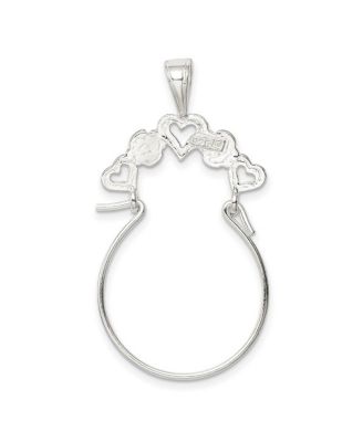 925 Sterling Silver Solid Polished 5 Love Heart Charm holder Ring Holder Pendant Necklace
