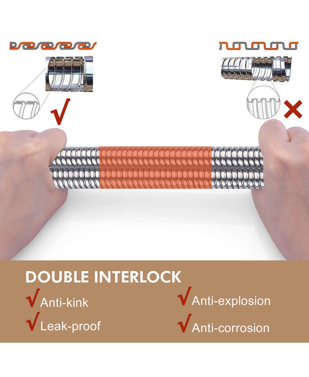 Rainsken 71" Shower Hose Stainless Steel, Extra Long Handheld Shower Head Hose Extension Replacement, Kink-Free Flexible Shower Hose Attachment