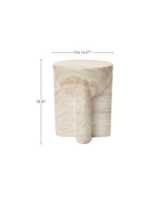 18.3" Marbled Round End Table for Outside, Garden Accent Table, Outdoor Side Tables for Patio