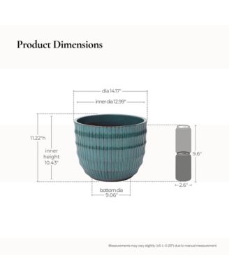 Boho Coastal Ceramic Planter, Tall Pot with Ribbed Texture & Weathered Finish