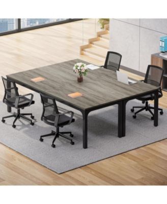 6.5ft Conference Room Table, 78.74" W x 55.12" D Large Office Meeting Table (2 Pcs)