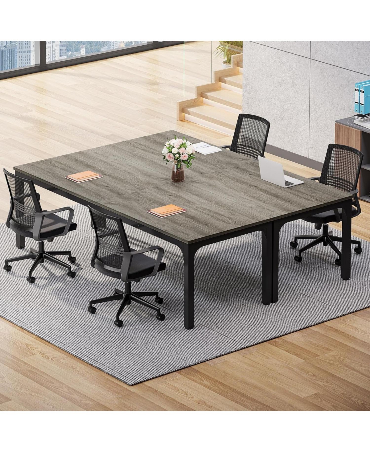 Tribesigns 6.5ft Conference Room Table, 78.74" W x 55.12" D Large Office Meeting Table (2 Pcs)