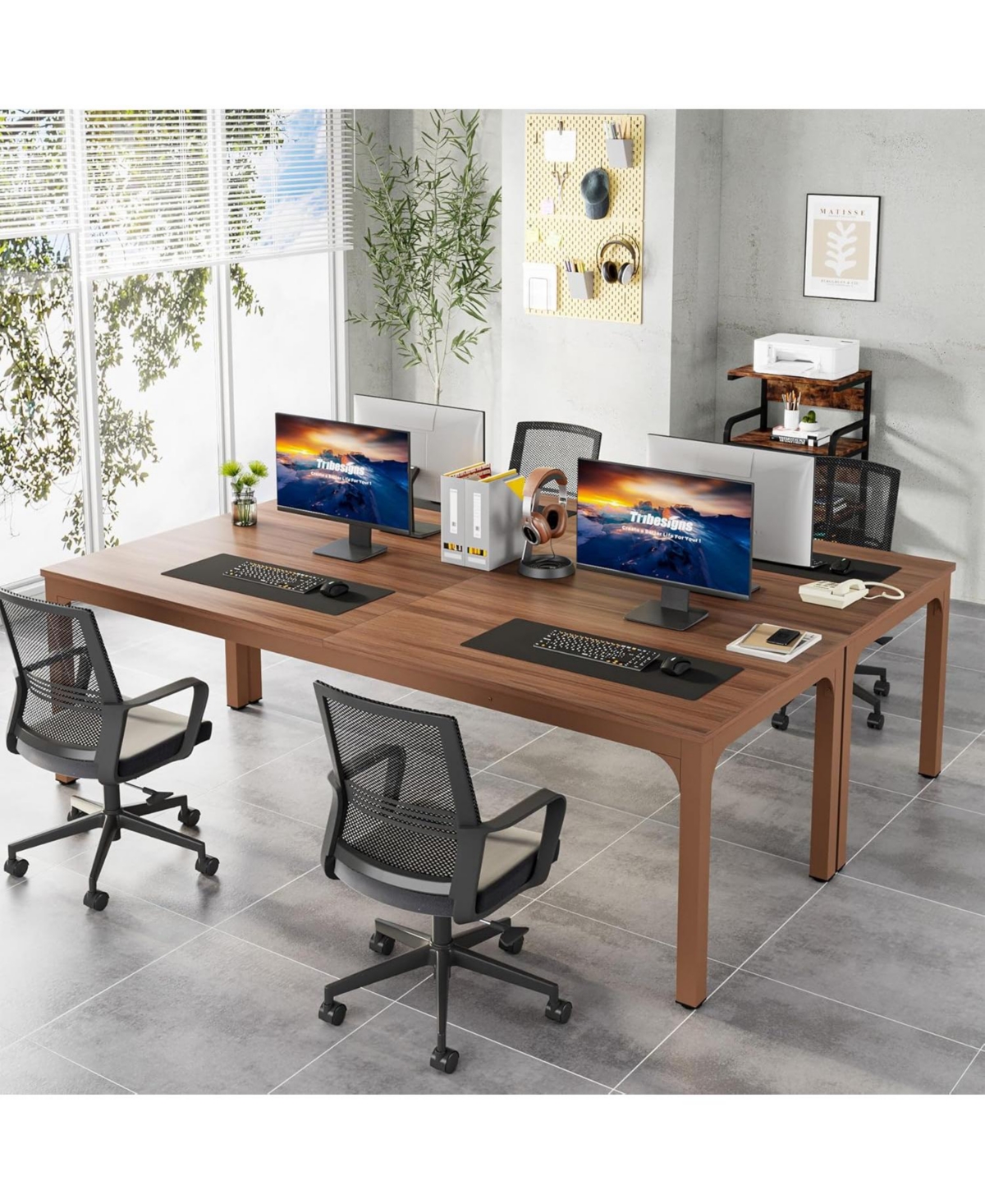 Tribesigns Long Computer Desk, 2 Person Desk for Home Office, Coffee