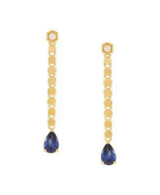 Created Sapphire (9/10 ct. t.w.) & White Sapphire (1/20 ct. t.w.) Drop Earrings in 14k Yellow Gold-Plated Sterling Silver