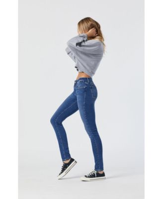 Women's Alexa Mid Rise Skinny in Mid Supersoft Denim