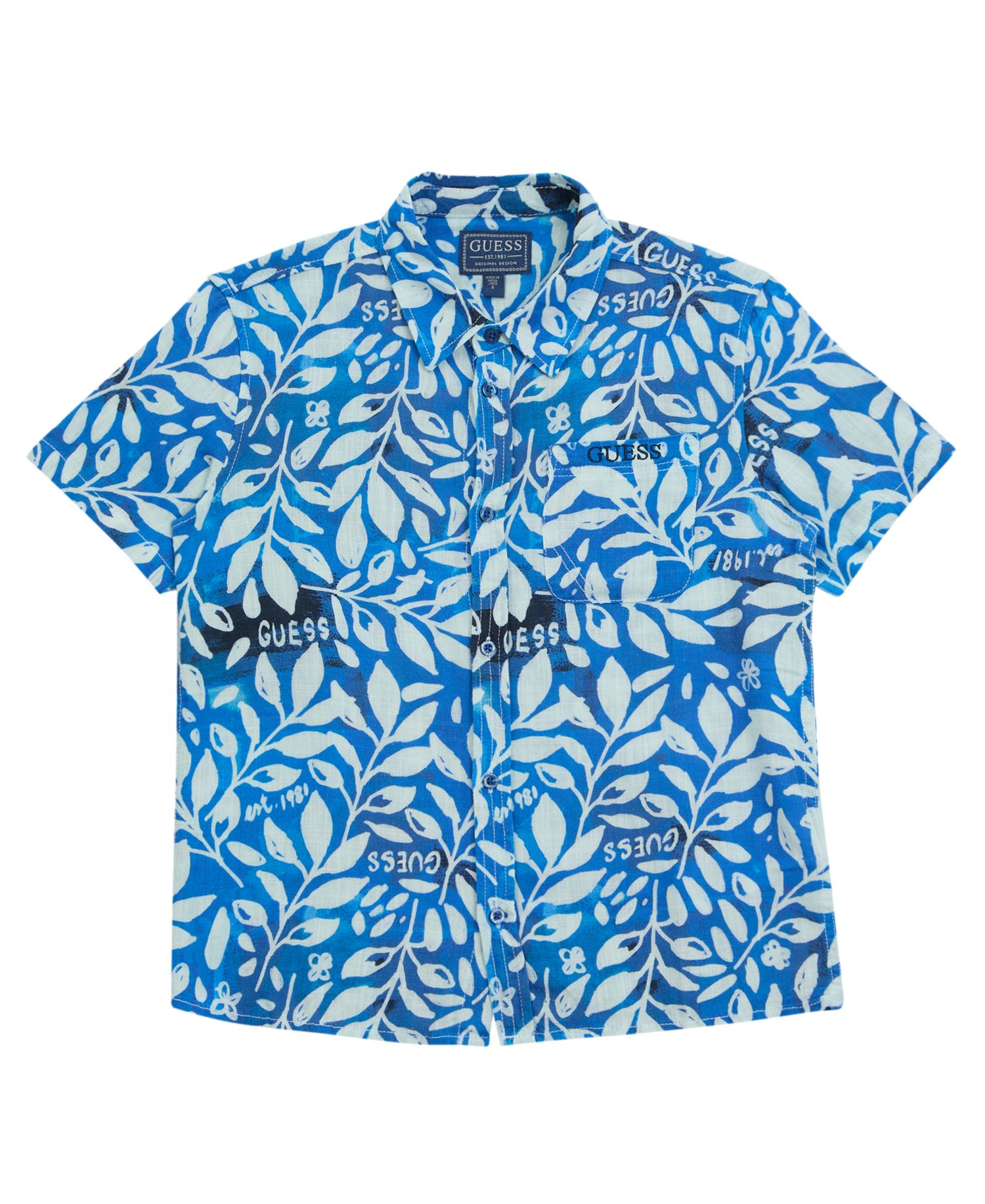 Boys' 7-18 Oversize Printed Short-Sleeve Shirt