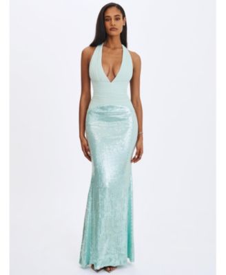Women's Wendale Mint Sequin Plunging Mermaid Maxi Dress