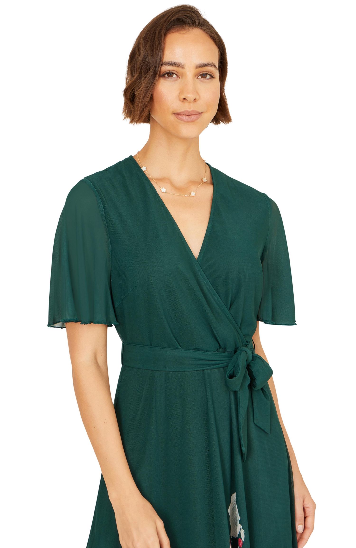 Women's Mesh Wrap Midi Dress