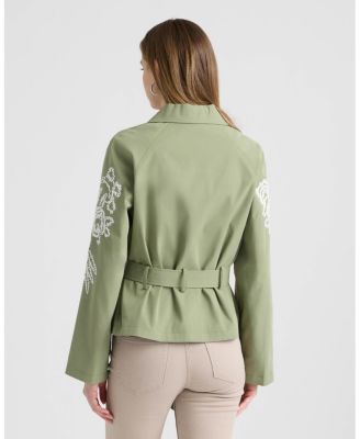 Women's Cropped Trench Coat with Embroideries