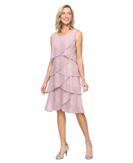Petite Tiered A-Line Midi Dress - Faded Rose