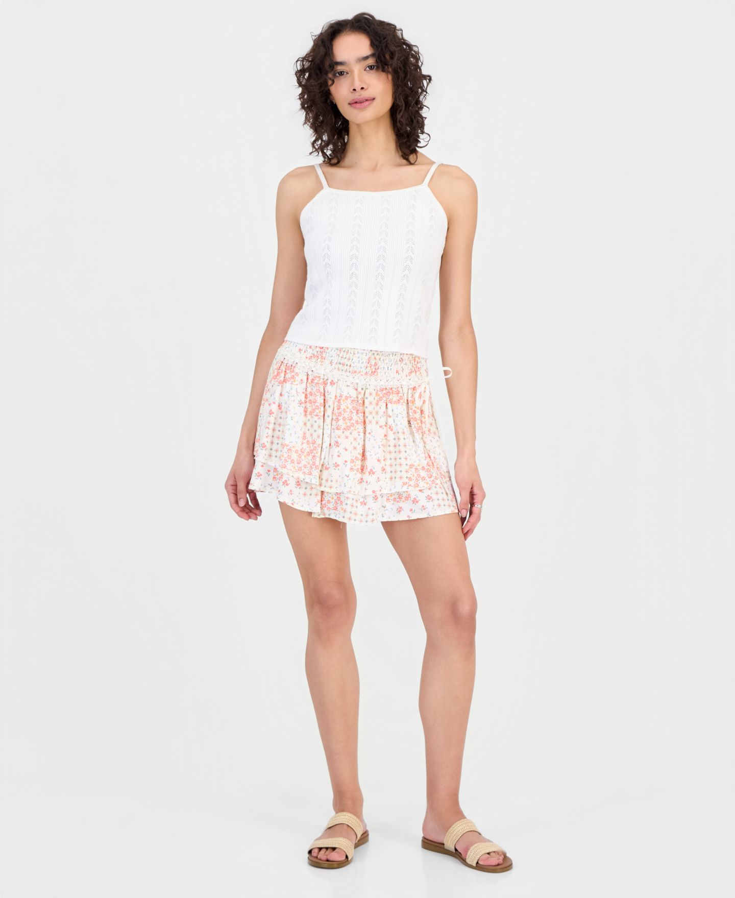 Женская юбка Sincerely Jules Juniors' Tiered Smocked-Waist, цвет: С принтом — фото 1