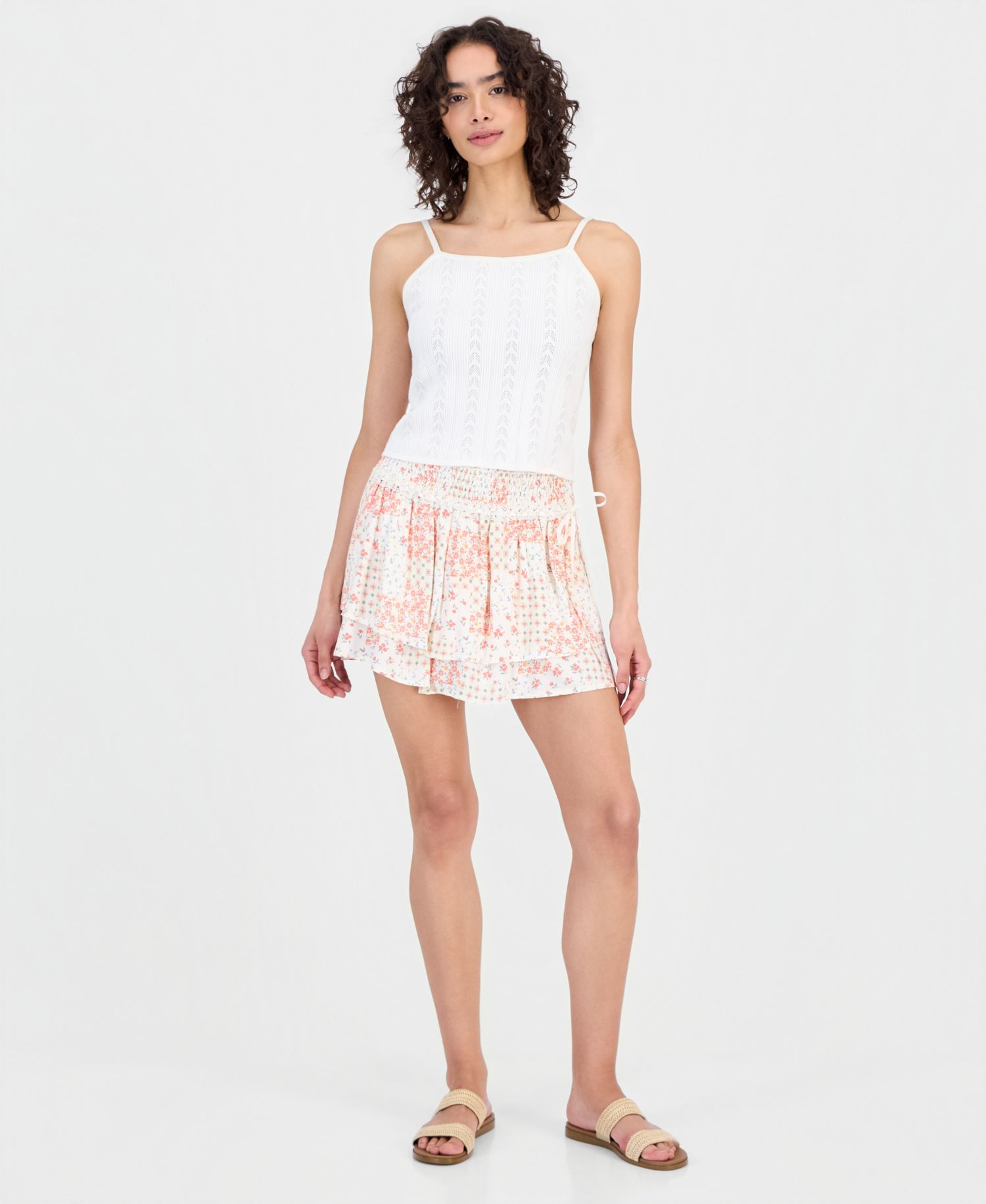 Juniors' Tiered Smocked-Waist Skirt