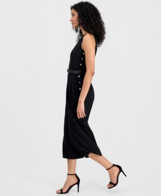 Women's Side Button V-Neck Jumpsuit