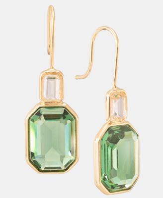 Gold-Tone Aqua Stone Double Drop Earrings