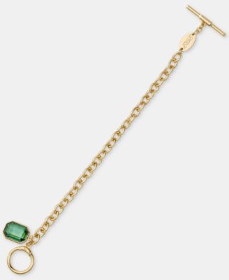 Gold-Tone Aqua Stone Flex Bracelet 